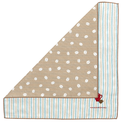 リバーシブルガーゼハンカチ　たて縞とティーセット