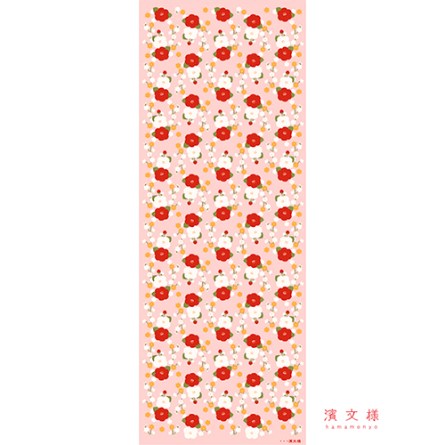 てぬぐい　祝い椿