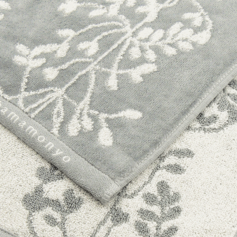 先染めフェイスタオル　エコリーフ　グレー