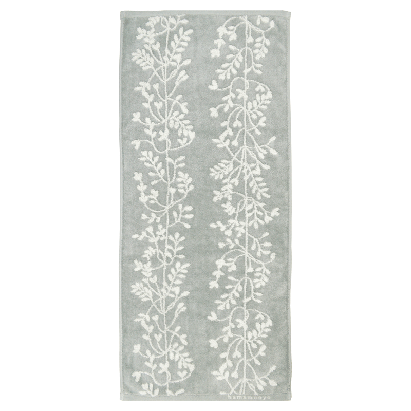 先染めフェイスタオル　エコリーフ　グレー