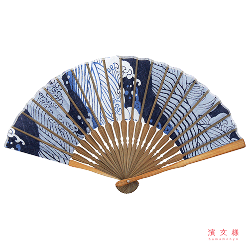 てぬぐい扇子　波濤