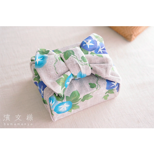 てぬぐい　麻の葉朝顔もよう
