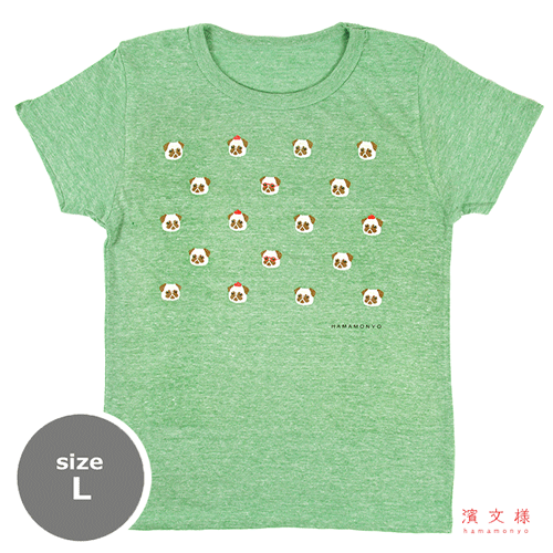 TシャツL　パグ画伯　グリーン