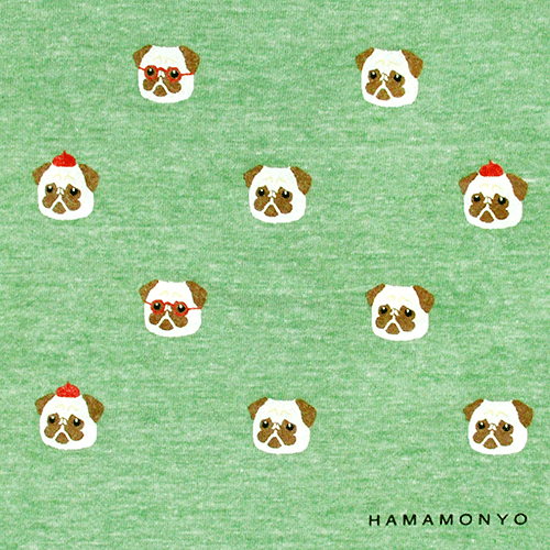 TシャツL　パグ画伯　グリーン