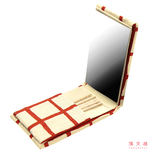 エチケットミラー　格子もよう