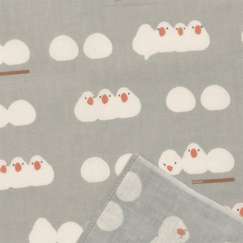 てぬぐいのはんかち　おしくら文鳥