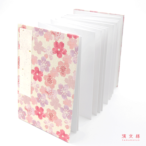 てぬぐい生地の御朱印帳　水彩さくら
