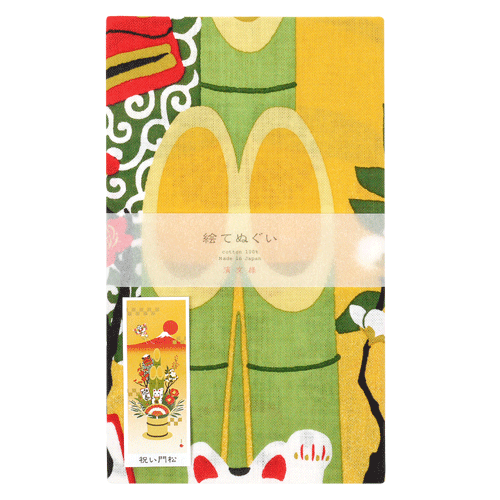 絵てぬぐい　祝い門松