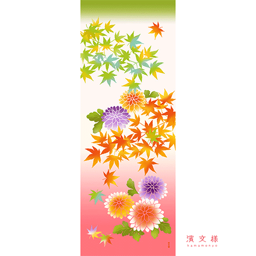 絵てぬぐい　乙女菊と紅葉