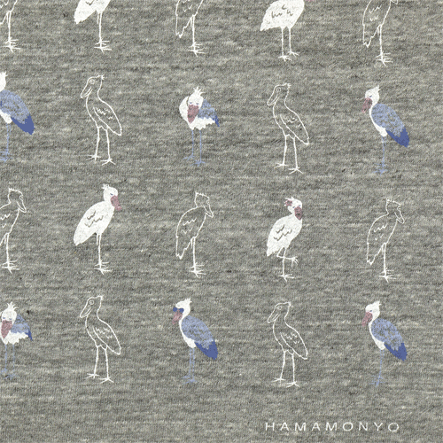 TシャツL　ごきげんハシビロコウ　グレー