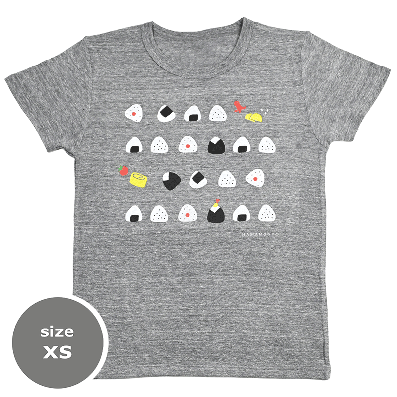 TシャツXS　おむすびならべ　グレー