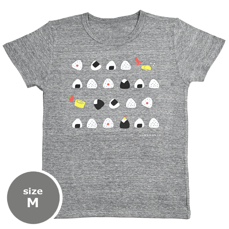 TシャツM　おむすびならべ　グレー