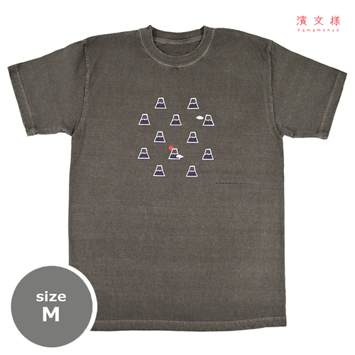 ピグメント染めTシャツM　富士山と雲　グレー