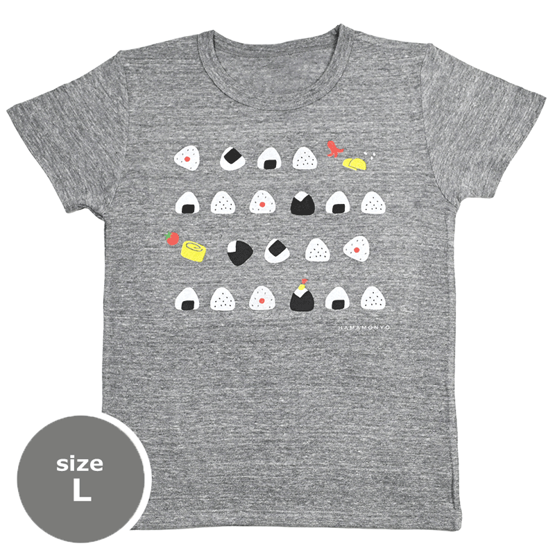 TシャツL　おむすびならべ　グレー