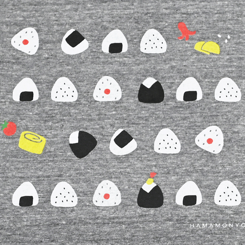 TシャツL　おむすびならべ　グレー