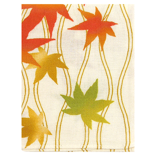てぬぐいのはんかち　たてわく紅葉