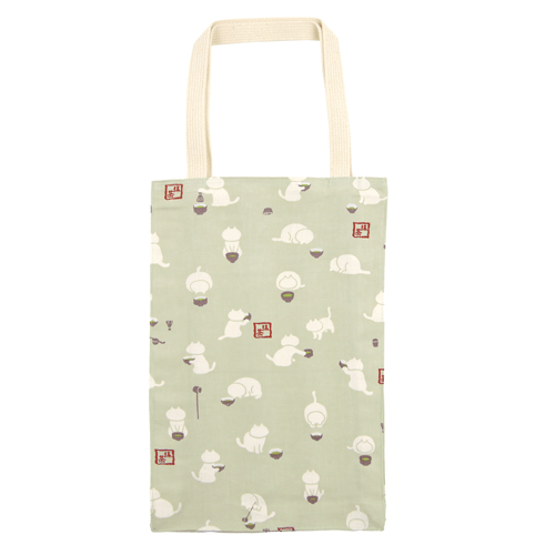 長トート　抹茶ねこ