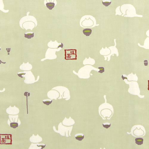 長トート　抹茶ねこ