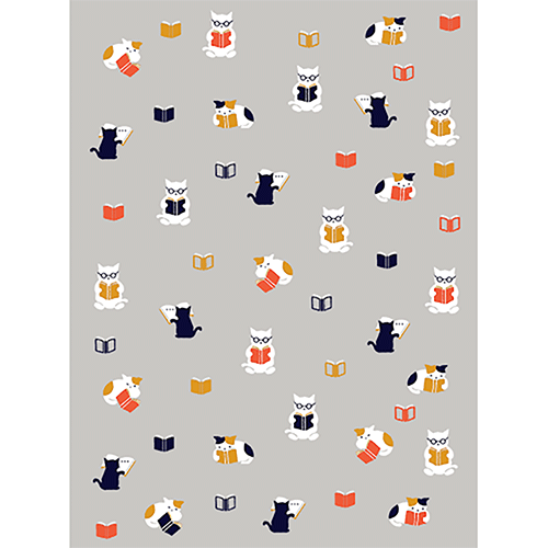 てぬぐいのはんかち　読書ねこ