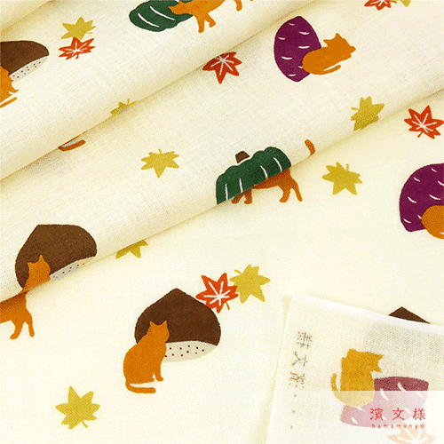 てぬぐい　いもくり猫