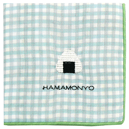 リバーシブルガーゼハンカチ　ミニギンガムとおにぎり