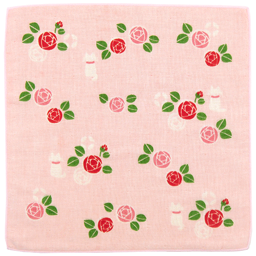 和たおるセミウォッシュ　バラと豆ねこ