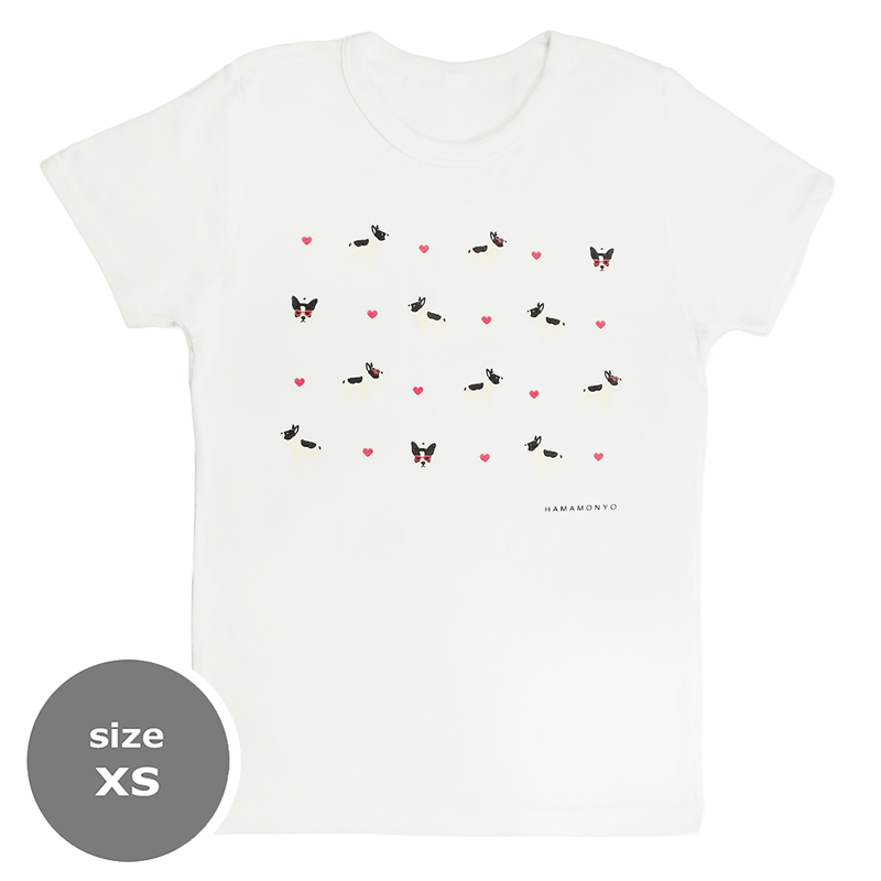 TシャツXS　フレンチブルハート　オフ