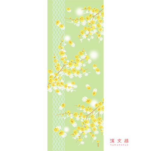 絵てぬぐい　蝋梅の咲く頃
