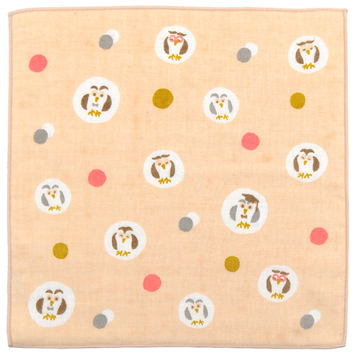 【ループラス】和たおるセミウォッシュ　水玉ふくろう