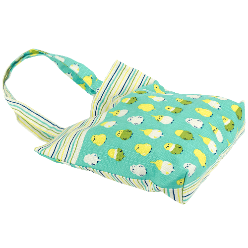 おさんぽトート　インコ並べ　エメブルー