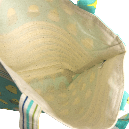 おさんぽトート　インコ並べ　エメブルー