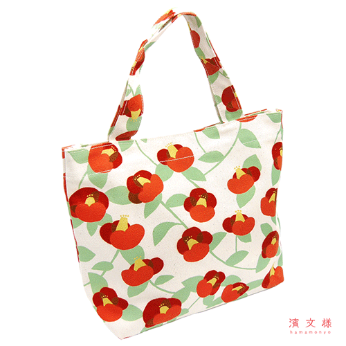 捺染帆布トート小　ハナツバキ