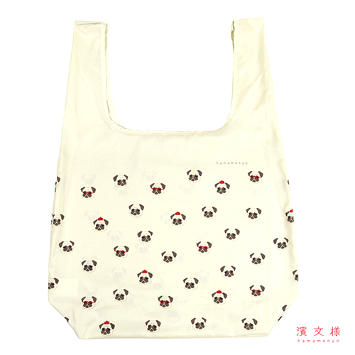 コンパクトエコバッグ　パグ画伯