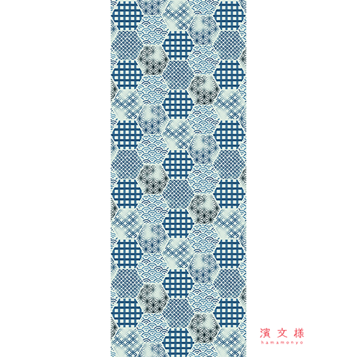 てぬぐい　六角にじみ小紋