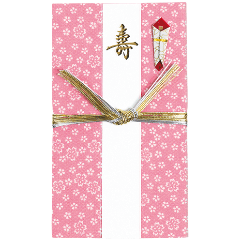 【在庫限りで終了】てぬぐいのはんかち　金封　寿　姫桜