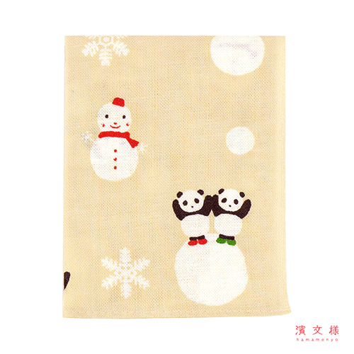 てぬぐいのはんかち　和み雪パンダ