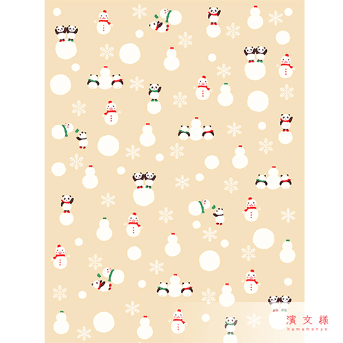 てぬぐいのはんかち　和み雪パンダ