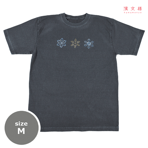 ピグメント染めTシャツＭ　雪華モダン　デニム