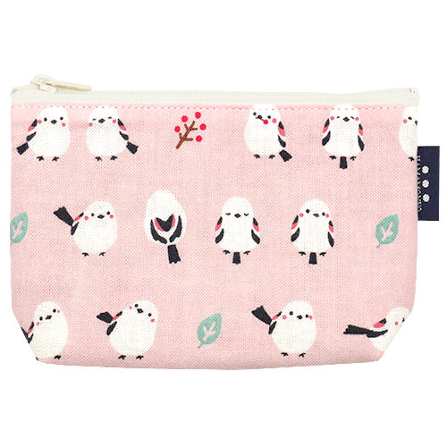 豆ポーチ　ちゃんこいシマエナガ　ピンク