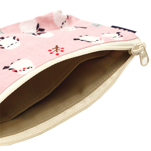 豆ポーチ　ちゃんこいシマエナガ　ピンク