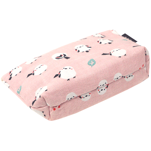 豆ポーチ　ちゃんこいシマエナガ　ピンク