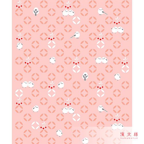 てぬぐいのはんかち　シマエナガ七宝