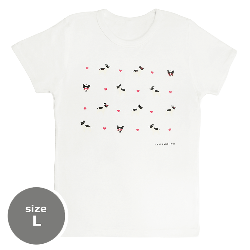 TシャツL　フレンチブルハート　オフ