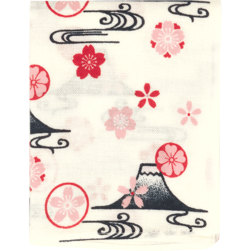 てぬぐいのはんかち　富士山桜紋