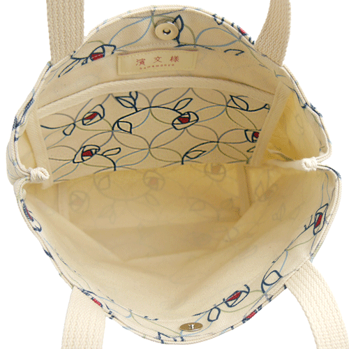 はまモダン帆布トート　七宝にバラ