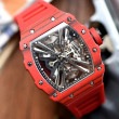 ★超希少品 受注限定生産のみ ★(特注=納期3〜4週間程度 要確認)★リシャールミル手巻きRM012-01(レッドクォーツNTPTカーボン/レッド&ストライプ)/本当のトゥールビヨン ムーブ搭載(最高ランク改造品)分解清掃済み