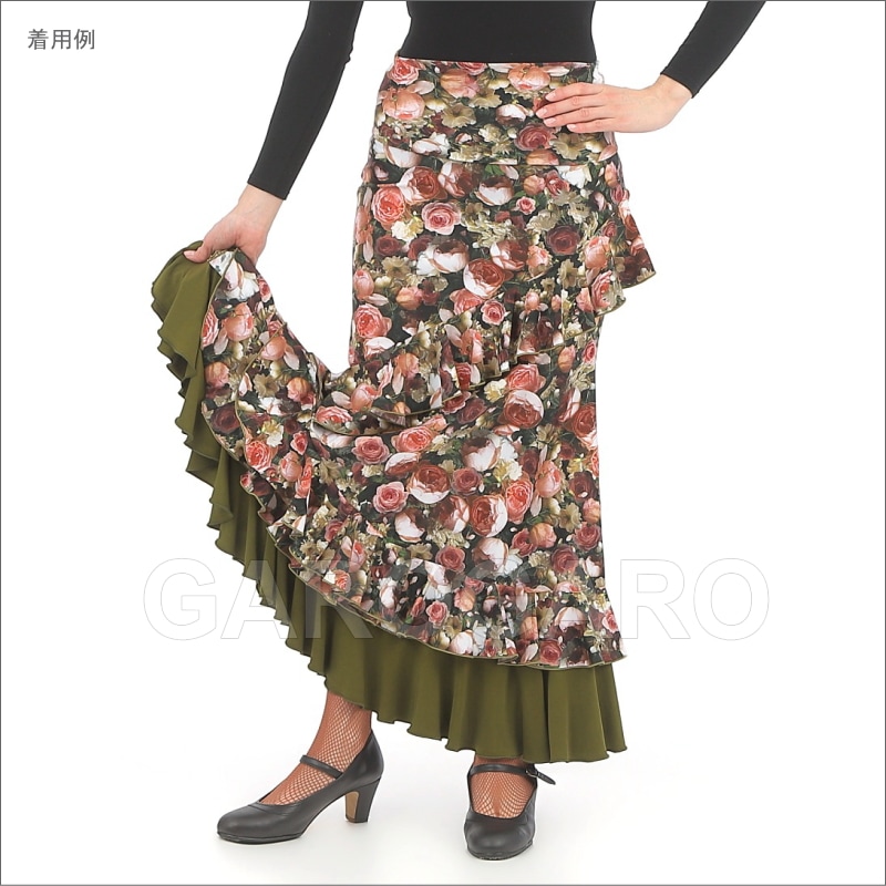 フラメンコ | スカート Capricho(カプリチョ) モデル:A5-4 バラ柄 婦人