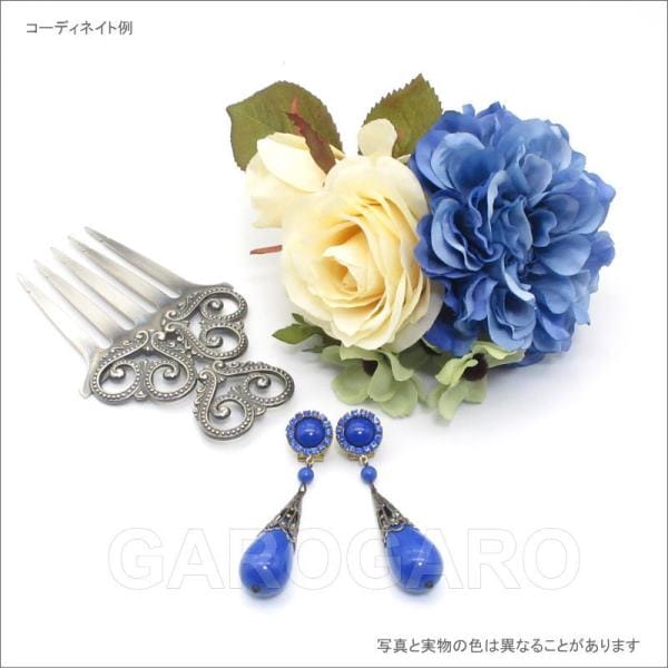 フラメンコ | 青のダリアと白いバラの花束風 BJ-19[フラメンコ用] | 花