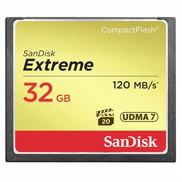 【32GB】 SanDisk/サンディスク コンパクトフラッシュ Extreme 最大R:120MB/s W:80MB/s UDMA7対応 海外リテール SDCFXSB-032G-G46 ◆メ