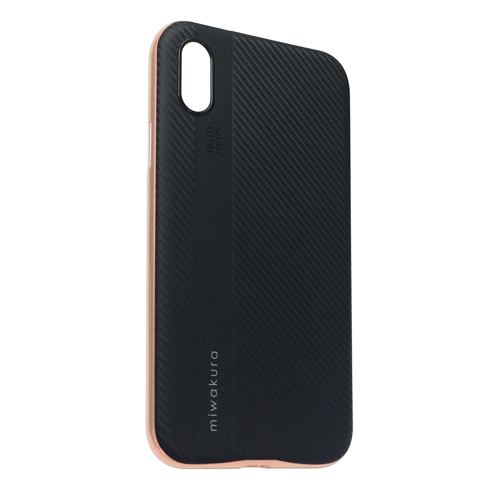 【iPhoneX ケース】 miwakura 美和蔵 プロテクトケース METEOR フレーム分離型 TPU素材 軽量仕様 ブラックxピンクゴールド MCA-MTOIX-P ◆メ